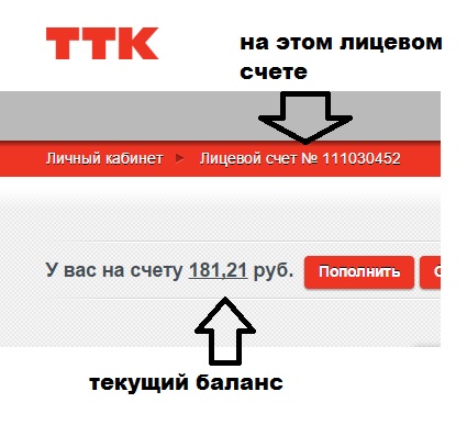 Личный кабинет ТТК: Оплата, остаток на счете, обещанный платеж