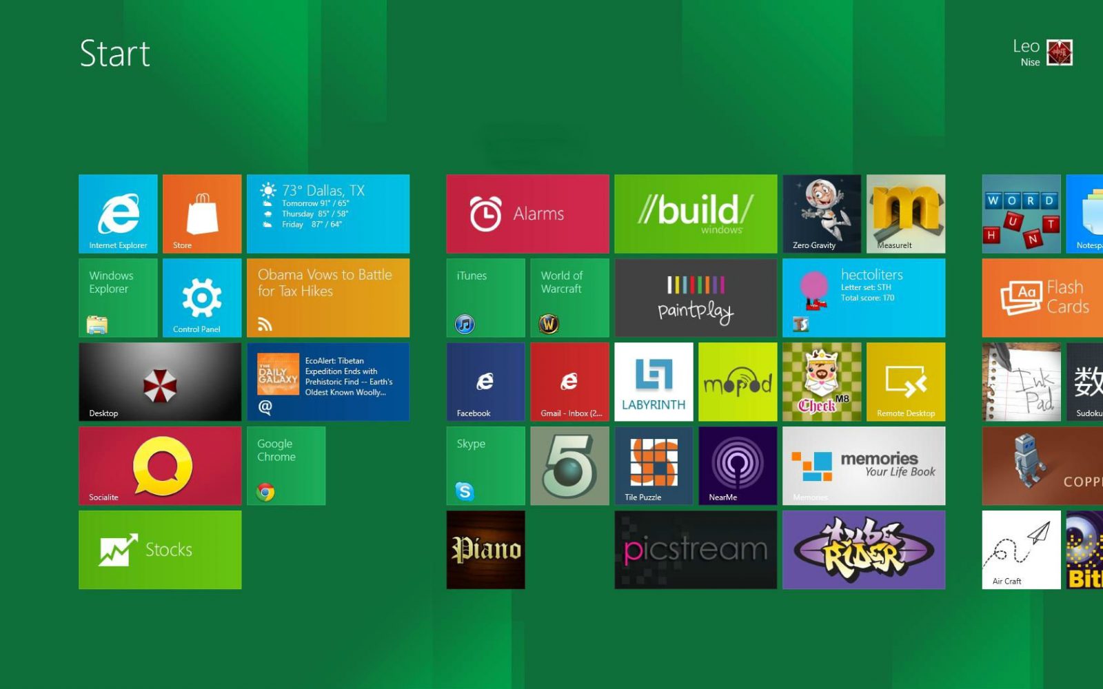 Приложения на компьютере с Windows 8
