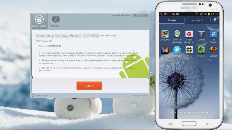 Смартфон и программа Kingo Android Root