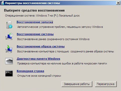 Пункт «Командная строка» в «Средствах восстановления системы»