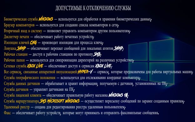 Службы Windows 10