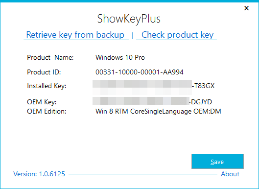 Ключ в программе ShowKeyPlus