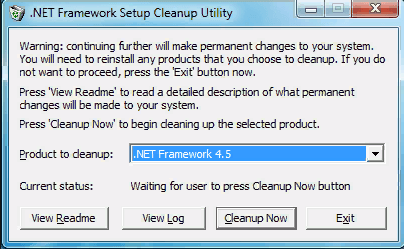 Удаление .NET через NET Framework Cleanup Tool