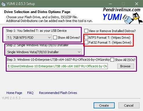 Интерфейс программы YUMI Multiboot USB Creator