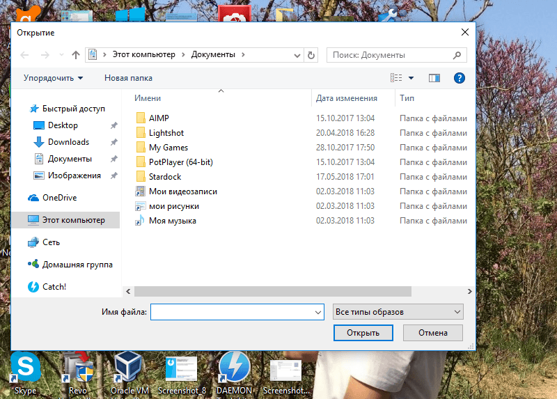 Выбор файла в «Проводнике Windows»