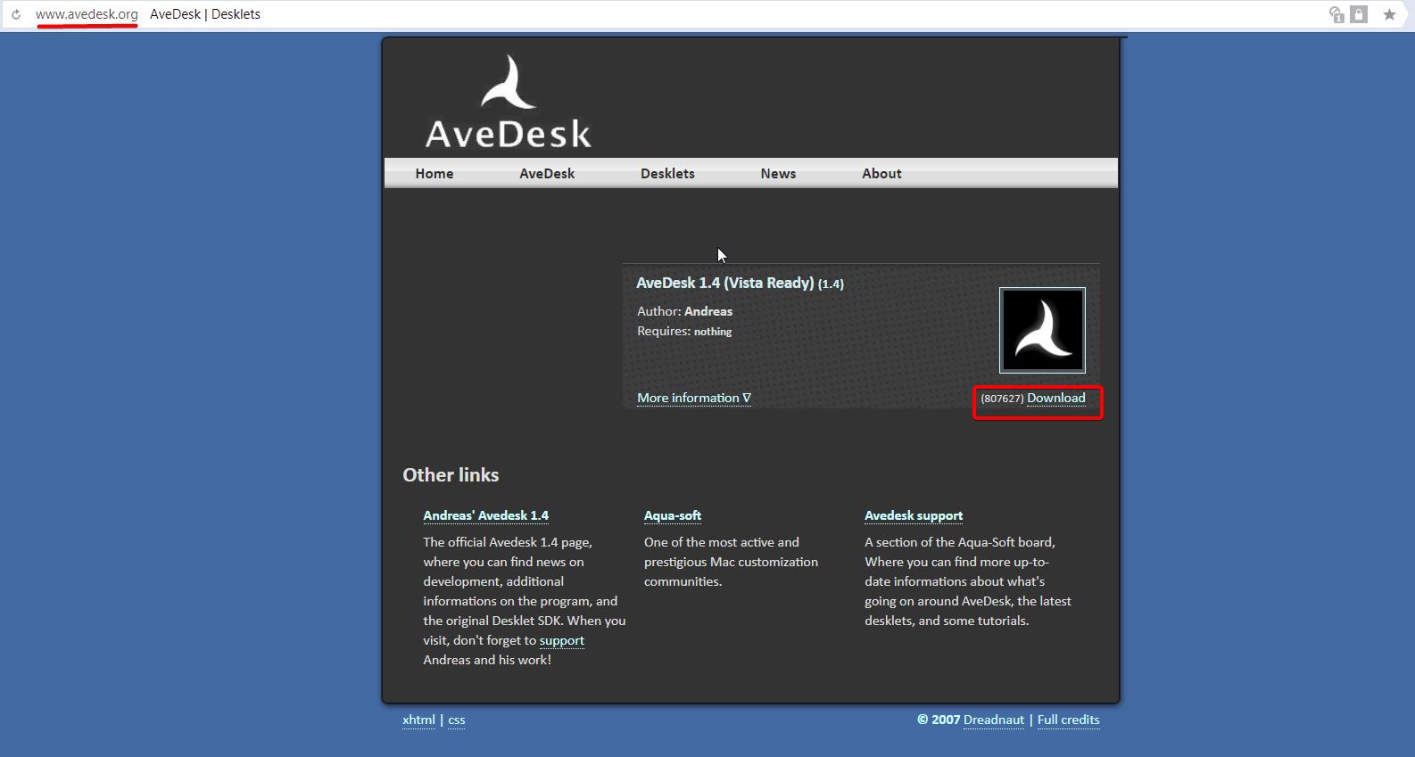 Официальный сайт разработчика программы AveDesk