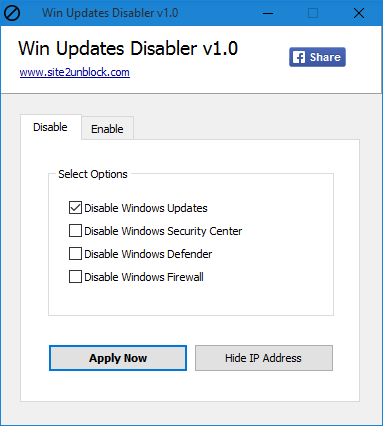 Программа Win Updates Disabler