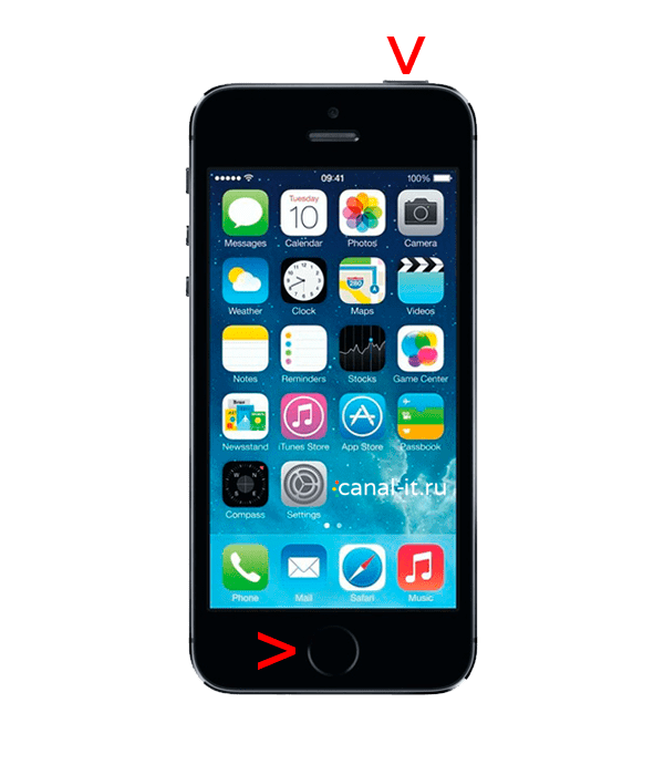 Жесткая перезагрузка iPhone 1st Gen (2G), 3G, 3Gs, 4, 4s, 5, 5s, 5c, SE (1-го поколения)