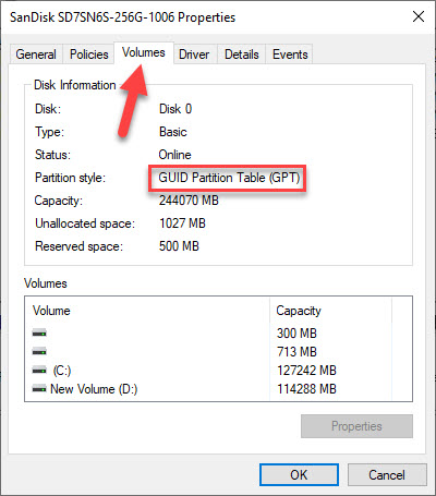 3 способа проверить, является ли диск GPT или MBR в Windows 10
