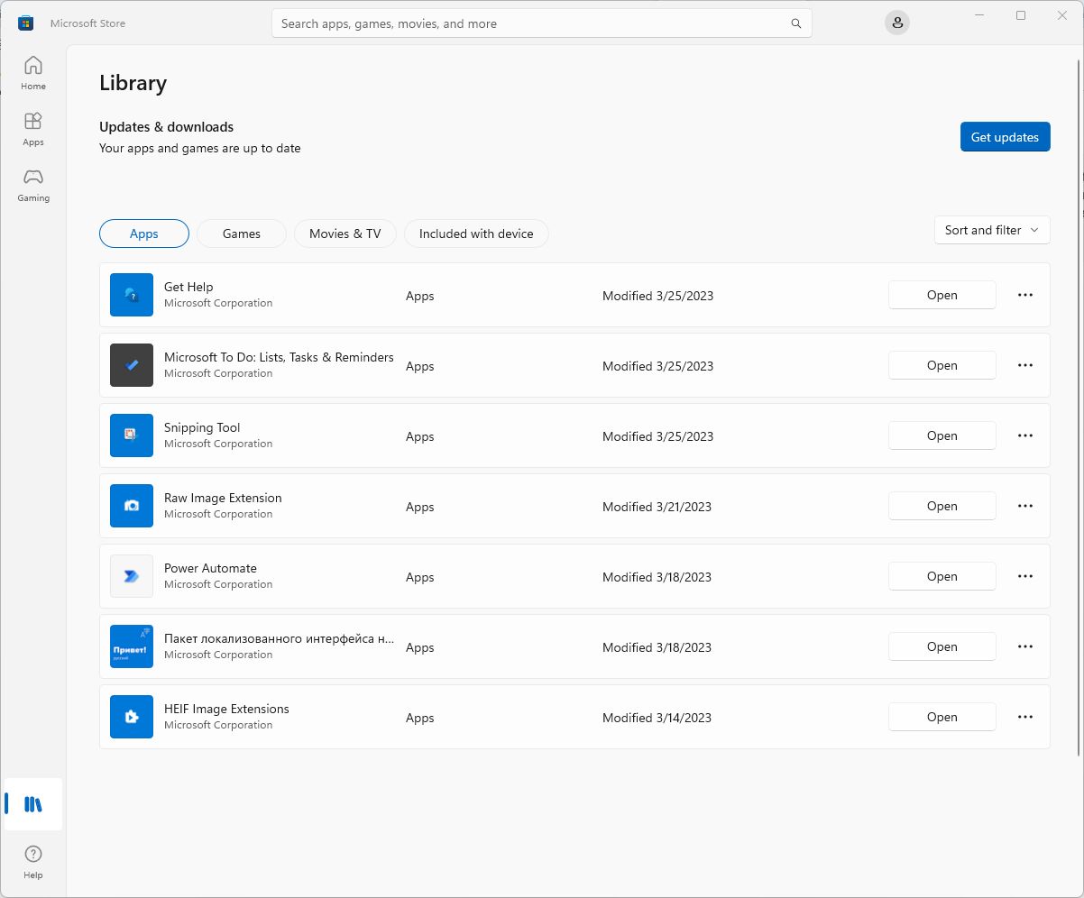 Microsoft Windows Store Library Get Updates