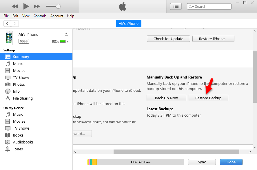 Как сделать резервную копию и восстановить iPhone с помощью iTunes в Windows 10