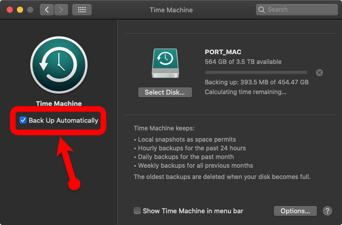 Резервное копирование вашего компьютера Mac с помощью Time Machine