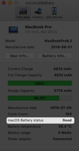 Проверить состояние аккумулятора на MacBook