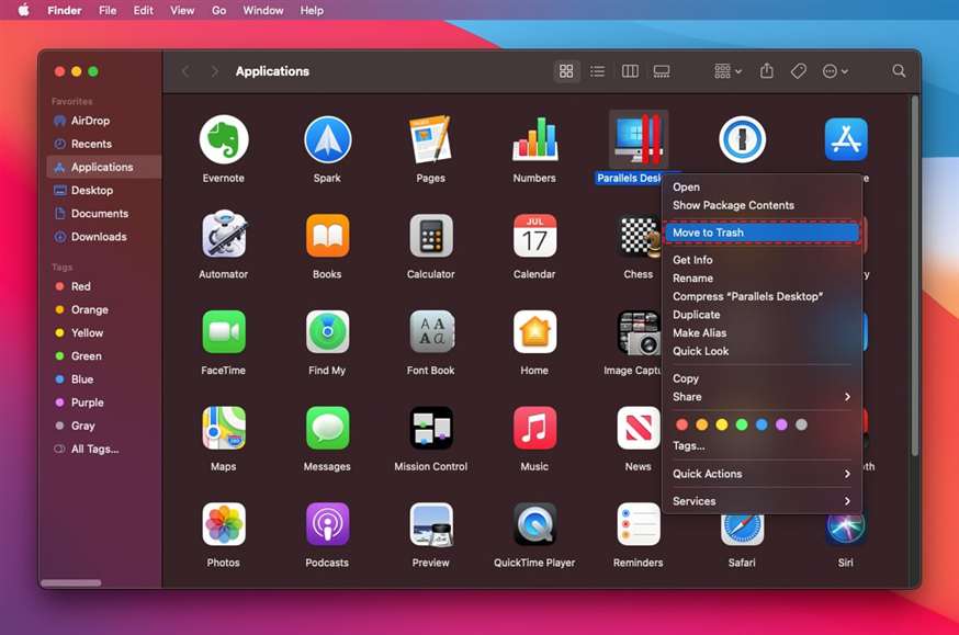Удаление приложений на Mac с помощью Finder