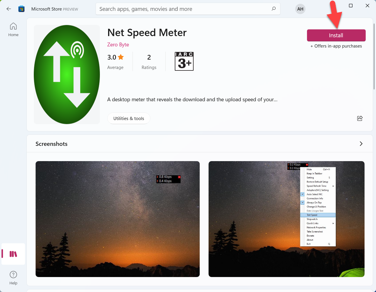 Display Internet Speed ​​Meter