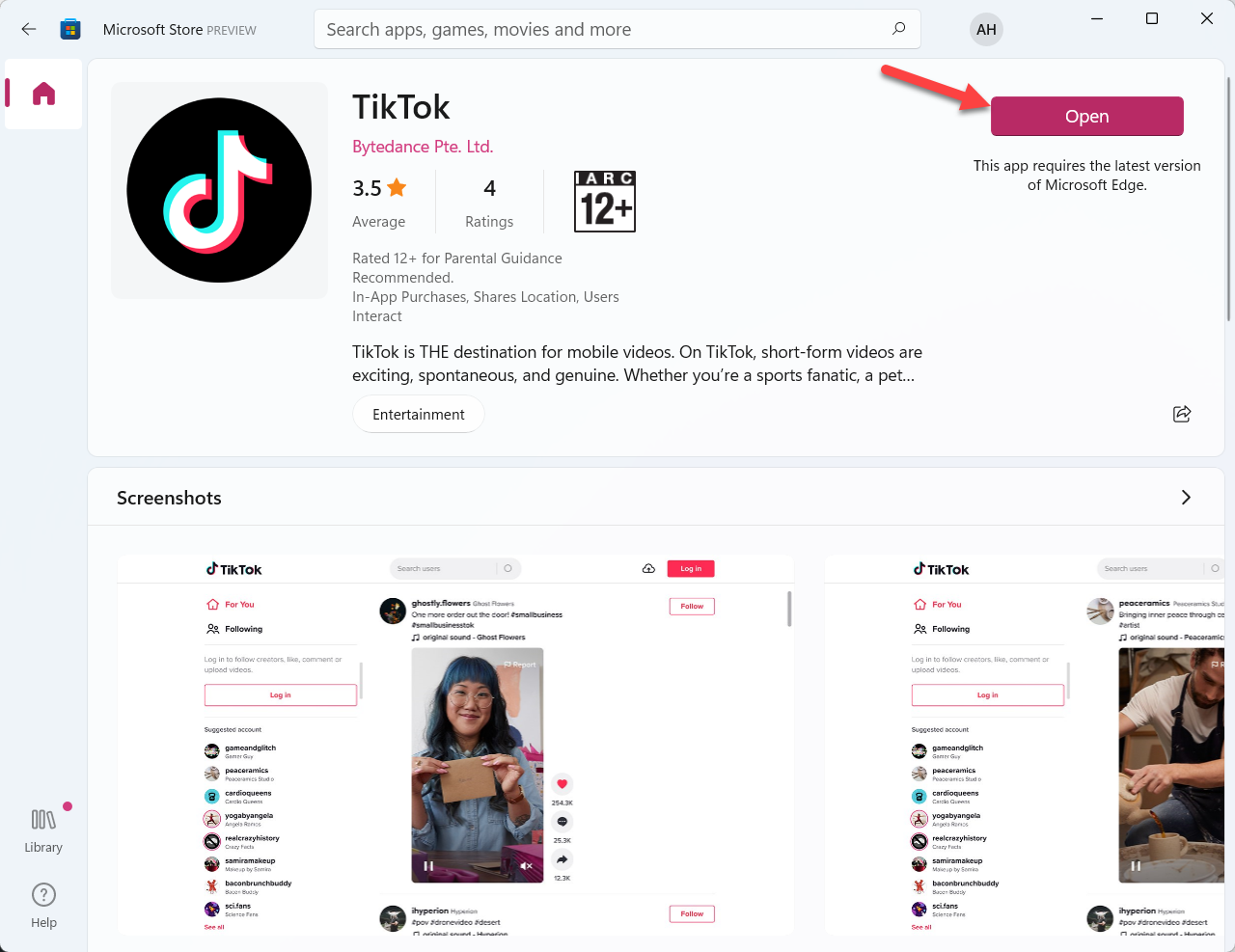 Получить TikTok на ПК с Windows 11