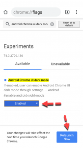Включить темный режим Google Chrome на Android