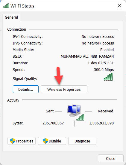 Найти пароль Wi-Fi в Windows 11