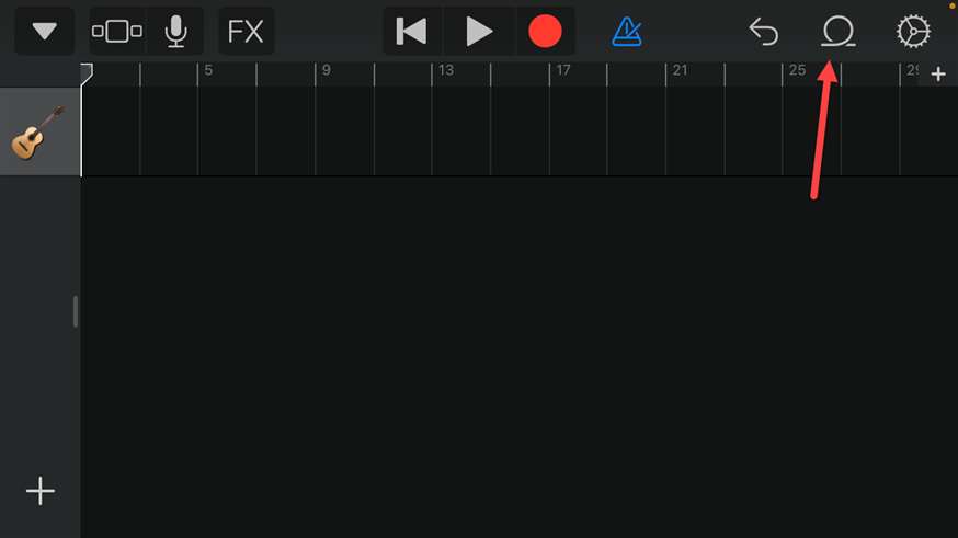 Активация функции цикла в GarageBand