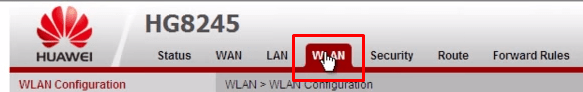 Переходим во вкладку WLAN на HuaWei