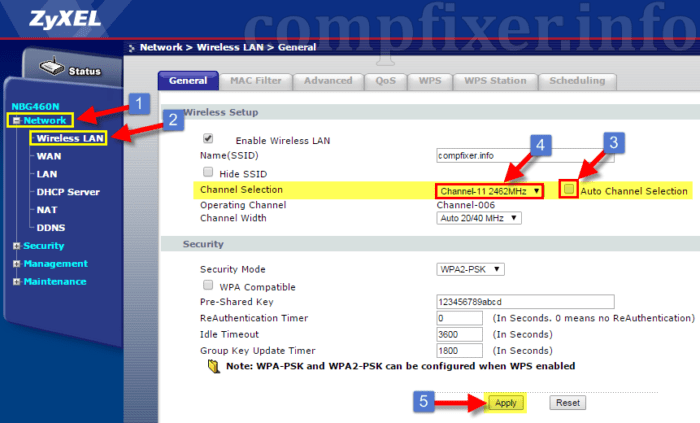 Выбор канала wifi на роутере ZyXEL