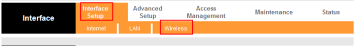  «Interface Setup» пункт «Wireless»