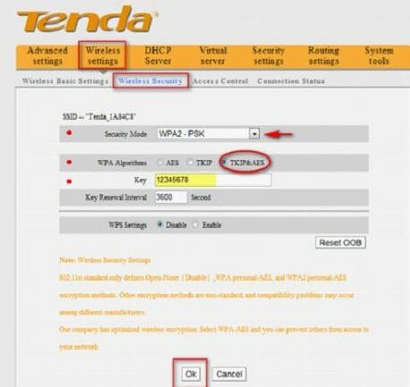 Установка пароля на Wi-Fi на роутере Tenda N301