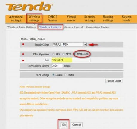 Установка пароля на Wi-Fi на роутере Tenda N301