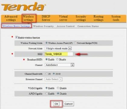Tenda N301 раздел “Wireless Settings”